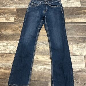 BKE Jake Straight Jeans Mens 32x36 Blue Straight Leg Denim
Contrast Stitching